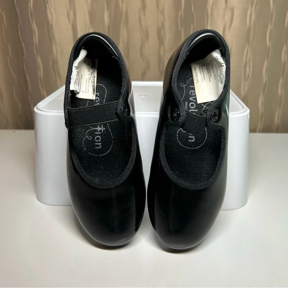 🌺 Revolution Dance Toddler Girl's 12.5 Black Patent Buckle Tap